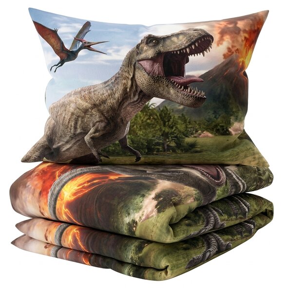 Gyerek pamut ágyneműhuzat JURASSIC WORLD VOLCANO színes Ágyneműhuzat mérete: 70 x 90 cm | 140 x 200 cm
