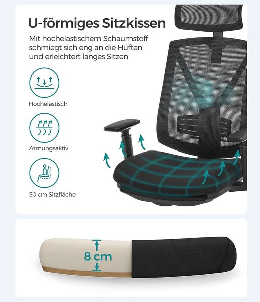 Ergonomikus irodai szék lábtartóval, maximális terhelés 150 kg, fekete