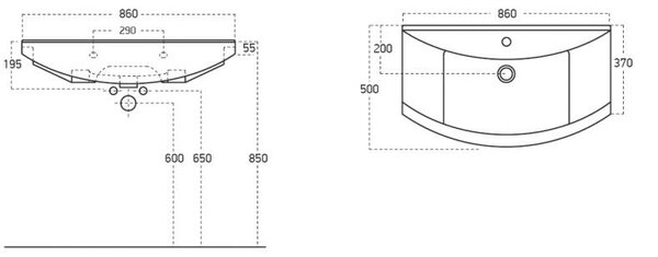 SZQUARE 85/100 cm komplett fürdőszoba bútor dupla szekrénnyel, LED világítással