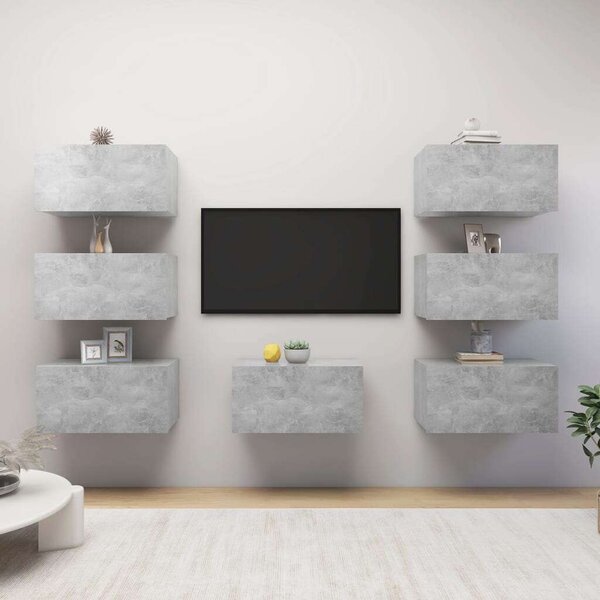 VidaXL 7 db betonszürke forgácslap TV-szekrény 30,5 x 30 x 60 cm