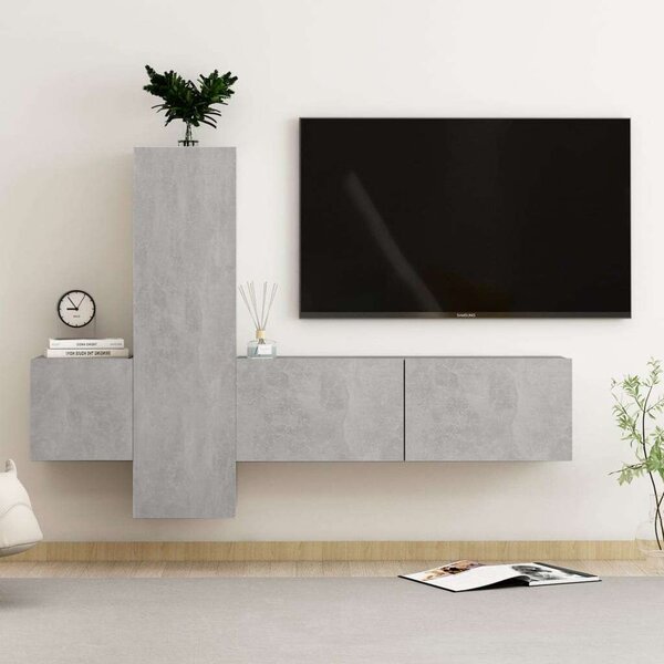 VidaXL TV-szekrény szett - 3 részes - Beton szürke