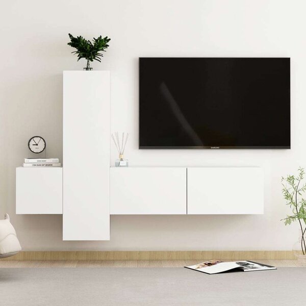 VidaXL Falra Szerelhető TV Szekrény Szett - 3 részes - Fehér