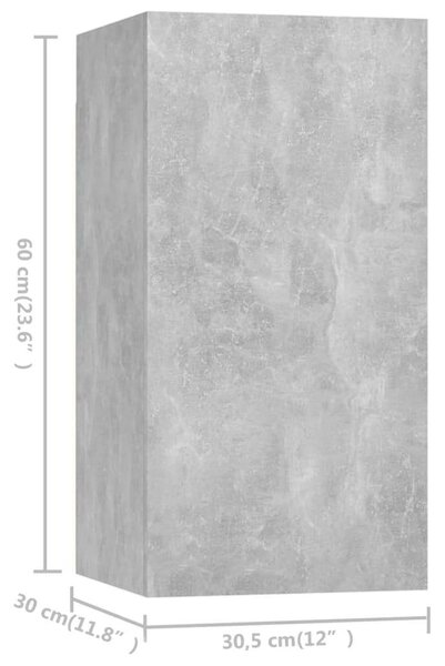 VidaXL 7 db betonszürke forgácslap TV-szekrény 30,5 x 30 x 60 cm