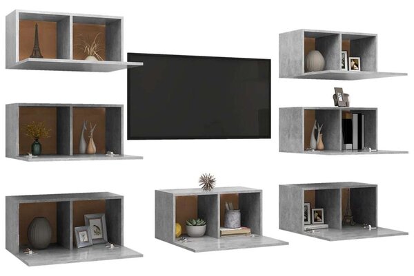 VidaXL 7 db betonszürke forgácslap TV-szekrény 30,5 x 30 x 60 cm