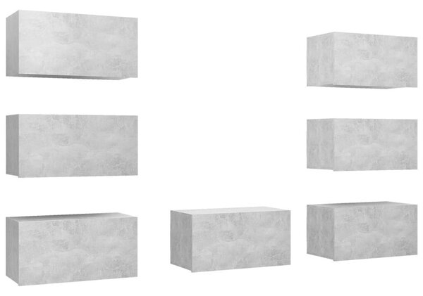 VidaXL 7 db betonszürke forgácslap TV-szekrény 30,5 x 30 x 60 cm