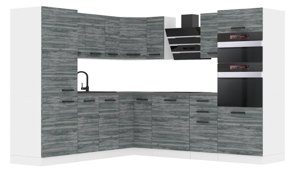Konyhabútor Premium Full Version 480 cm szürke antracit grafit, munkalappal TOR STACY/0/WT/GW/B/B1