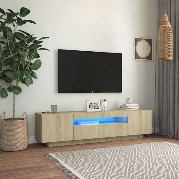 VidaXL sonoma-tölgy színű TV-szekrény LED-lámpákkal 160 x 35 x 40 cm