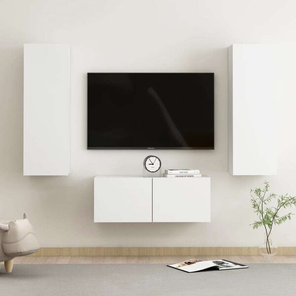 VidaXL Fehér TV Szekrény Szett - 3 részes