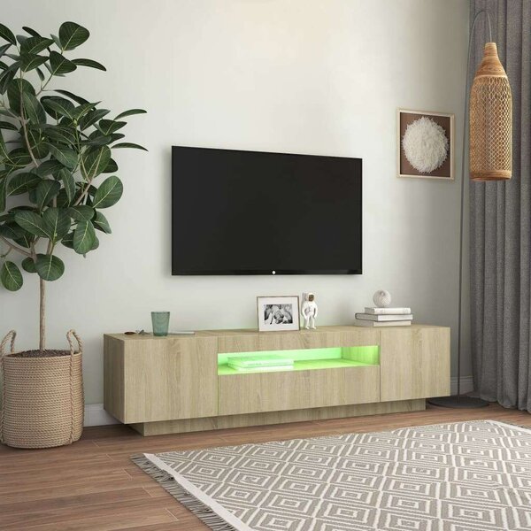 VidaXL sonoma-tölgy színű TV-szekrény LED-lámpákkal 160 x 35 x 40 cm