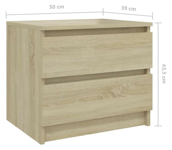 VidaXL Sonoma Tölgy Éjjeliszekrény 2 db-os Szett - 50x39x43,5 cm