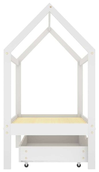VidaXL fehér tömör fenyőfa gyerekágykeret fiókkal 70 x 140 cm