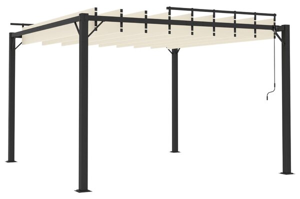 VidaXL krémszínű szövet és alumínium pavilon lamellás tetővel 3 x 3 m