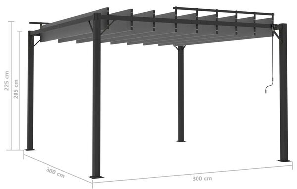 VidaXL Alumínium Pavilon - Lamellás Tető - 3x3m