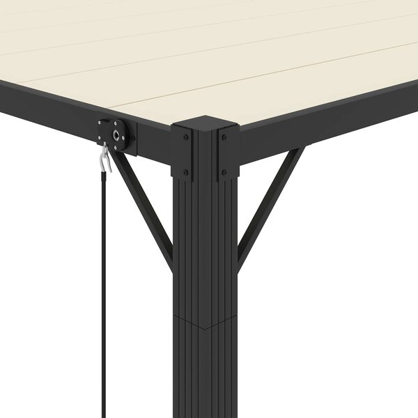 VidaXL krémszínű szövet és alumínium pavilon lamellás tetővel 3 x 3 m