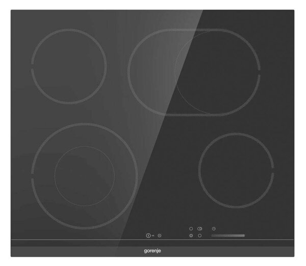 Gorenje ECS643BCSC Beépíthető kerámia főzőlap, 60cm, 4 főzőzóna, FishZone, Stop&Go, Fekete