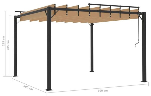 VidaXL szövet és alumínium pavilon lamellás tetővel 3 x 3 m, tópszínű