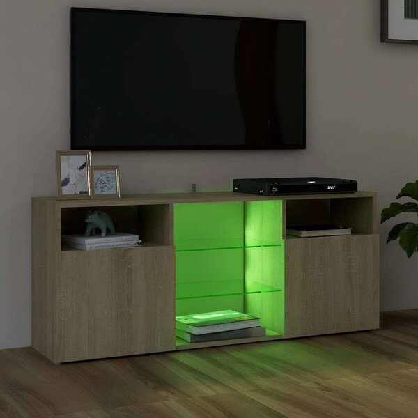 VidaXL TV-szekrény - Sonoma Tölgy - 120x30x50 cm - LED világítással