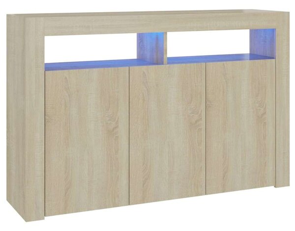 VidaXL LED-es Tálalószekrény - Sonoma Tölgy - 115,5x30x75 cm