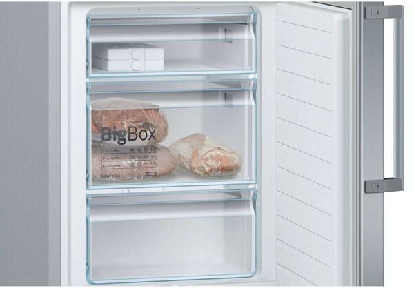 Bosch KGE398IBP Alulfagyasztós hűtőszekrény, 343L, M: 201, LowFrost, B energiaosztály, Inox
