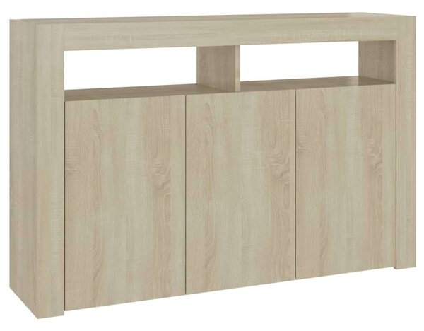 VidaXL LED-es Tálalószekrény - Sonoma Tölgy - 115,5x30x75 cm
