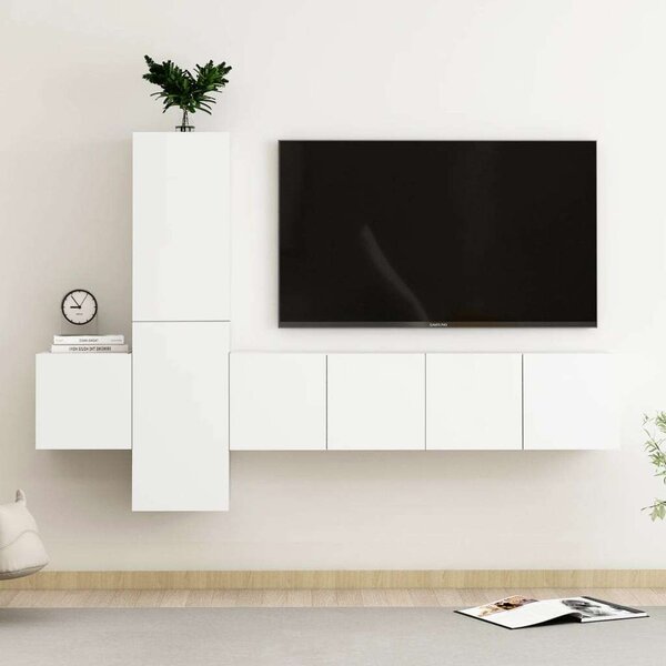 VidaXL Falra Szerelhető TV Szekrény Szett - Fehér - 5 Rész