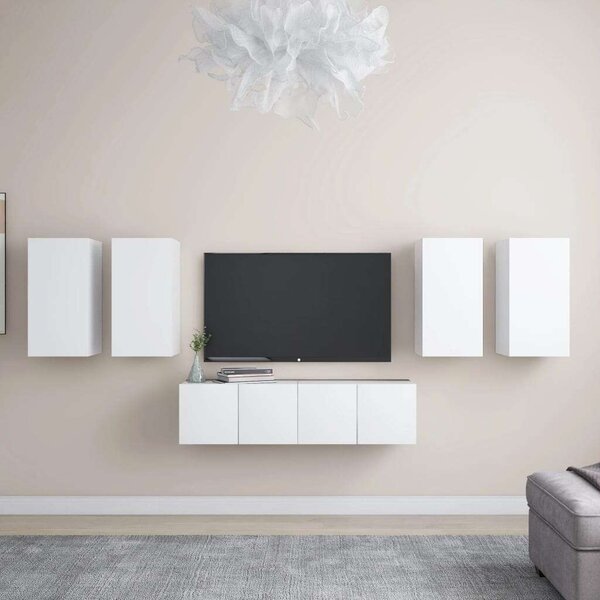 VidaXL 6 részes fehér forgácslap TV-szekrényszett
