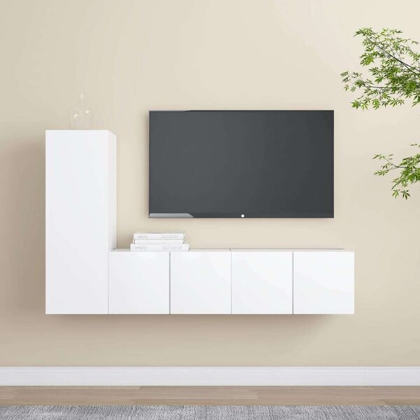 VidaXL Falra Szerelhető TV Szekrény Szett - Fehér - 3 részes