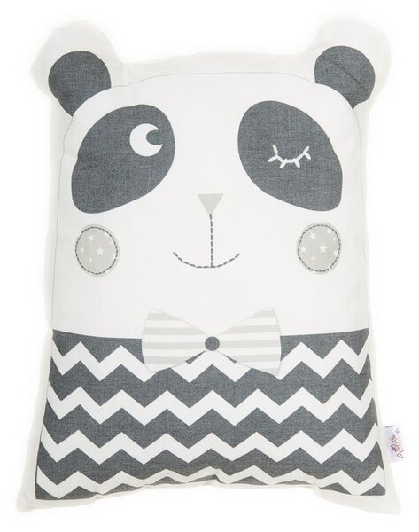 Pillow Toy Panda szürke pamut keverék gyerekpárna, 25 x 36 cm - Mike & Co. NEW YORK