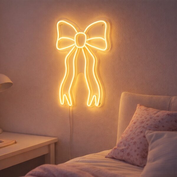 Neon fali lámpa meleg fehér LED-del - Bow
