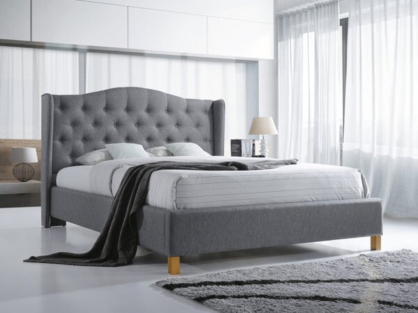 Kárpitozott ágy, szürke/tölgy, ASPEN 180x200