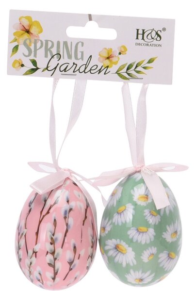 Húsvéti felfüggeszthető dekoráció Floral Eggs 2 db, színes
