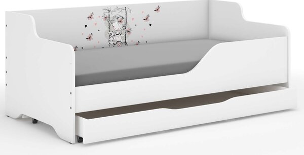 LILU gyermekágy laminált oldalakkal 160x80cm matraccal és ágyneműtároló rekesszel - ringatózó kislány