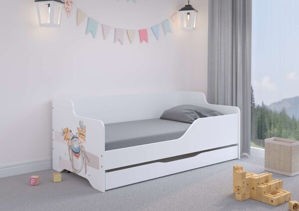 LILU gyerekágy laminált fronttal 160x80cm matraccal és ágyneműtárolóval - pipacs mintás