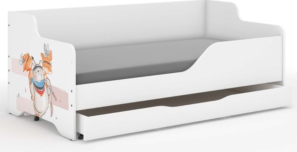 LILU gyerekágy laminált fronttal 160x80cm matraccal és ágyneműtárolóval - pipacs mintás