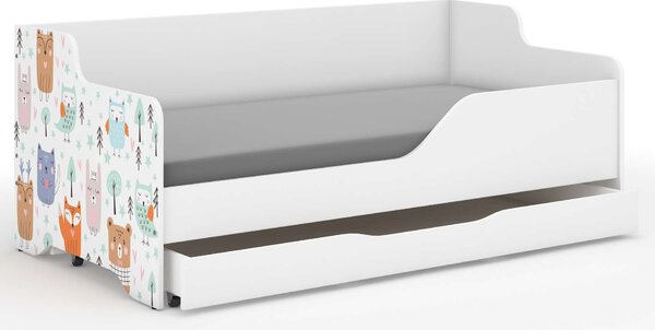 LILU gyerekágy laminált fronttal 160x80cm matraccal és ágyneműtartóval - erdős