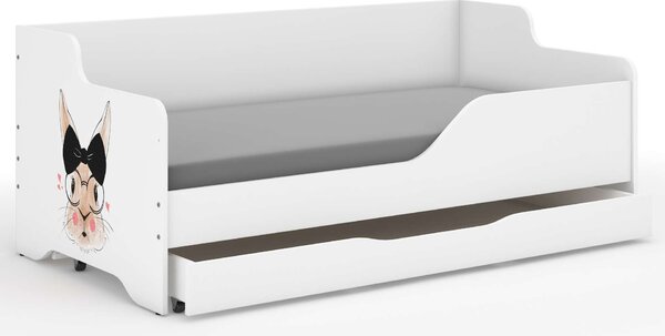 LILU gyerekágy laminált fronttal 160x80cm matraccal és ágyneműtartóval - Nyúl asszony