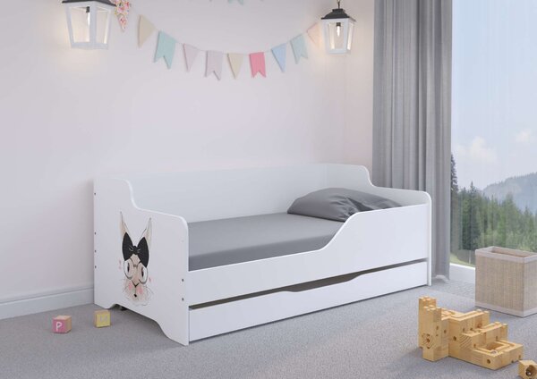 LILU gyerekágy laminált fronttal 160x80cm matraccal és ágyneműtartóval - Nyúl asszony