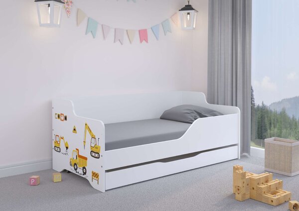 LILU gyerekágy laminált fronttal 160x80cm matraccal és ágyneműtartóval - építési terület