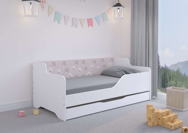 LILU gyerekágy laminált oldallal 160x80cm matraccal és ágyneműtartóval - maci