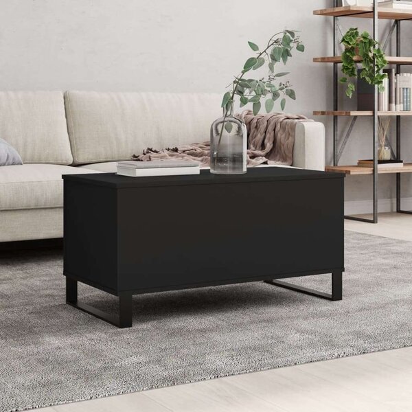 Modern Felemelhető Dohányzóasztal - Fekete - 90x44,5x45 cm