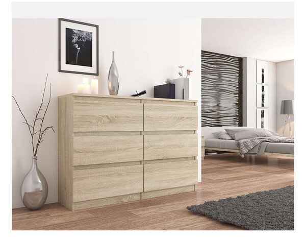 Komód 6 fiókos 120 cm R120 sonoma