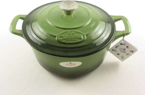 La Cuisine Green 4,75 literes zománcozott öntöttvas lábas fedővel 26*12 cm