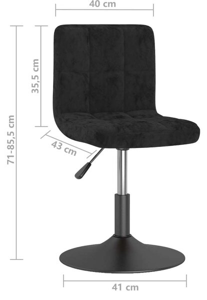 VidaXL Forgó Étkezőszék - Bársony - Fekete - 2 db