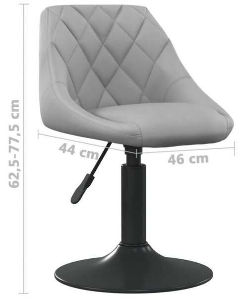 VidaXL 2 db világosszürke bársony forgó étkezőszék