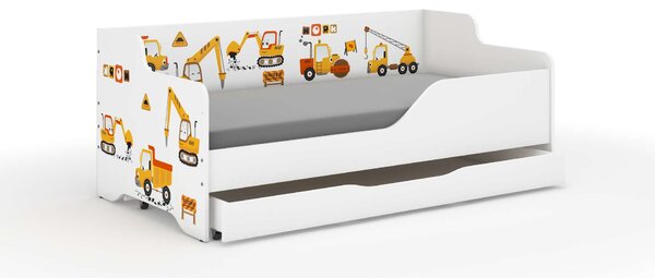 LILU gyermekágy laminált előlappal és oldallal, 160x80cm, matraccal és ágyneműtartóval - építkezés