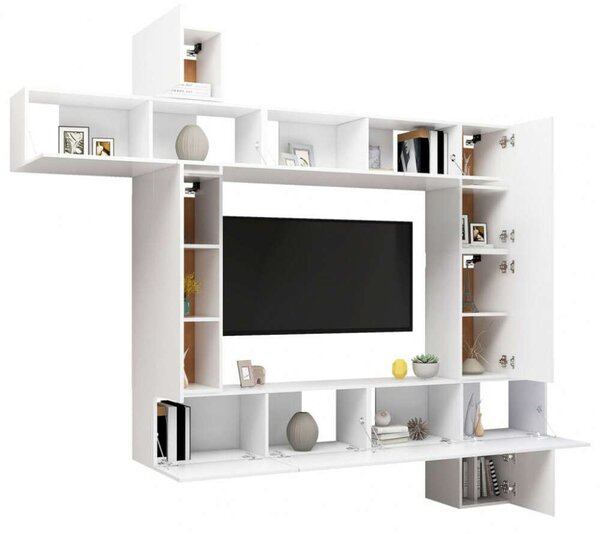 VidaXL Modern TV-szekrény Szett - Fehér - 9 részes