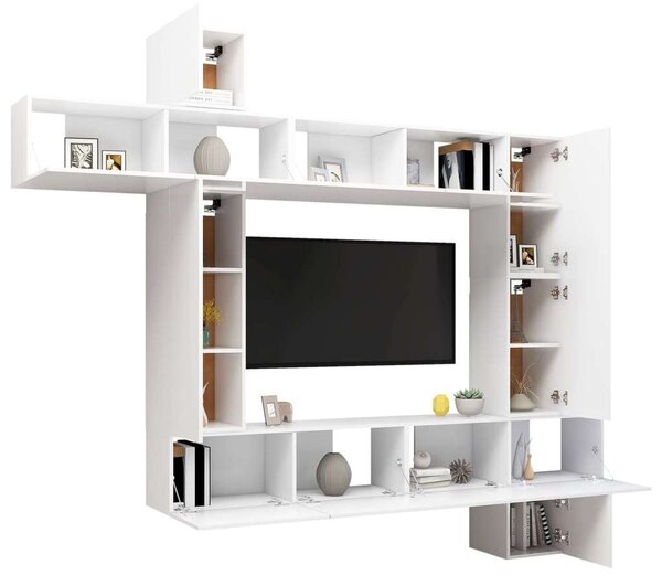 VidaXL Modern TV-szekrény Szett - Fehér - 9 részes