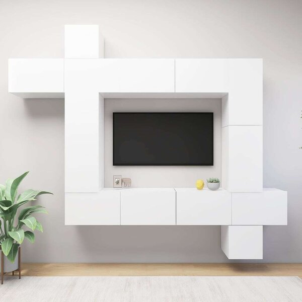 VidaXL Modern TV-szekrény Szett - Fehér - 9 részes