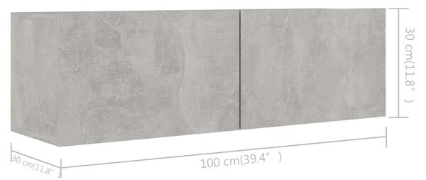 VidaXL Falra Szerelhető TV Szekrény Szett - Betonszürke - 100cm