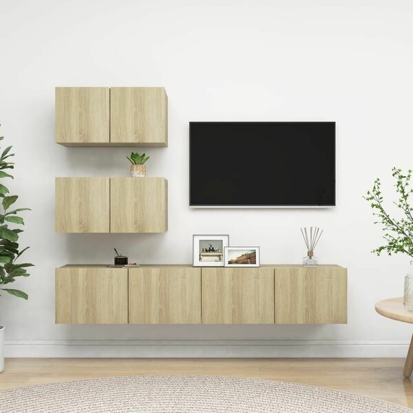 VidaXL Falra Szerelhető TV Szekrény Szett - Sonoma Tölgy - 4 részes